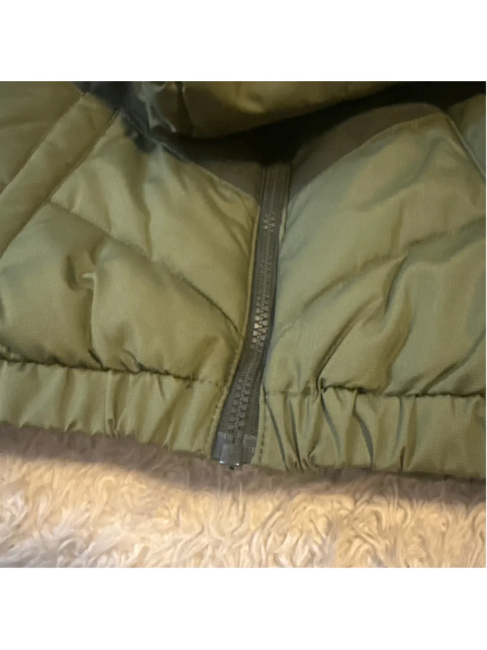 Boys Nike Puffer Jacket Size 7 Green Black Hooded Coat